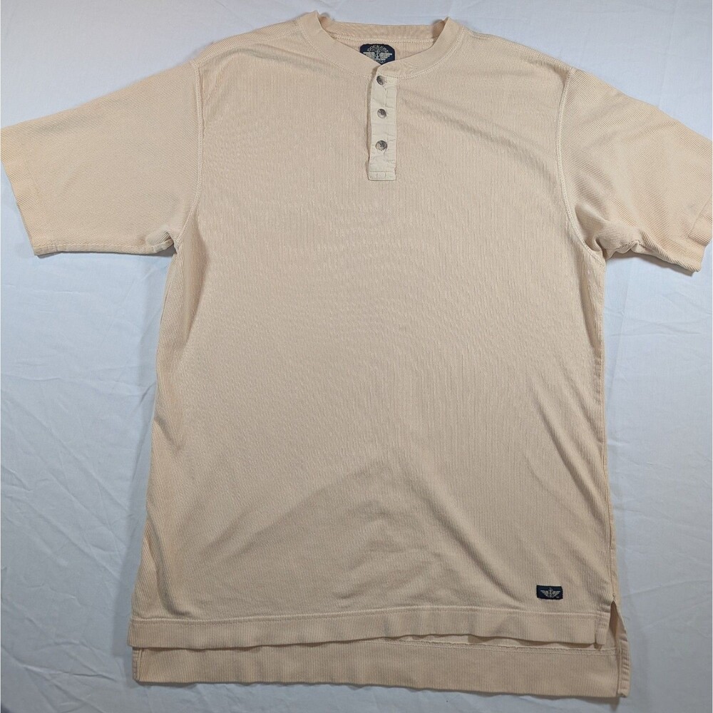 Docker’s Mens Short Sleeved Ribbed Shirt Beige Size Large